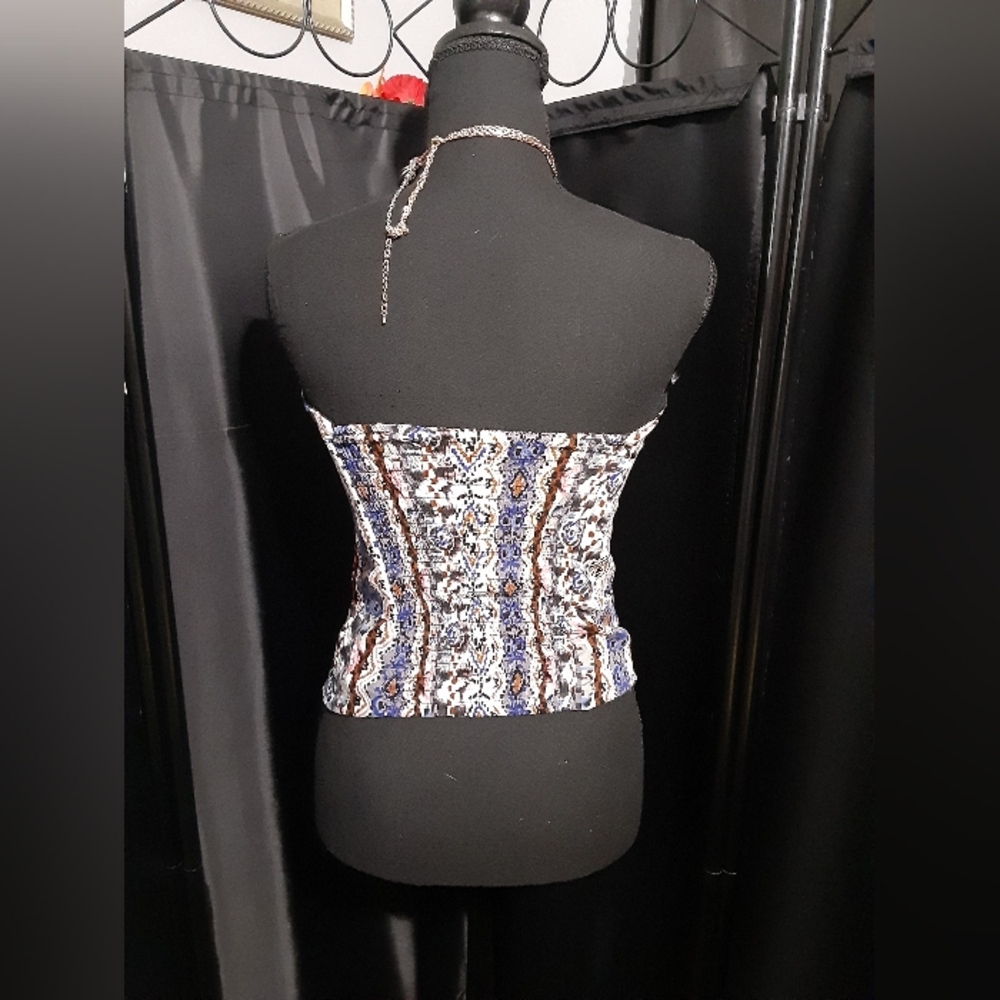 Say What Cropped Corset Top Front Zip Multicolor Pattern Women's M Sexy Intimate - Picture 5 of 7